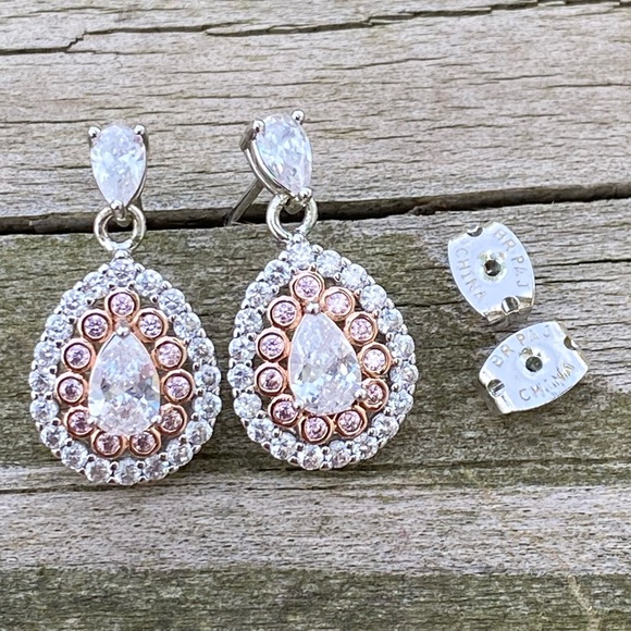 Genuine Crystal gold plated silver drop earrings Kohl’s Chrystina Rose - Picture 12 of 16